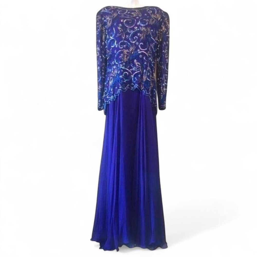 Vintage 80s 90s Retro Glam Formal Jovani Sequins & Bead Evening Gown